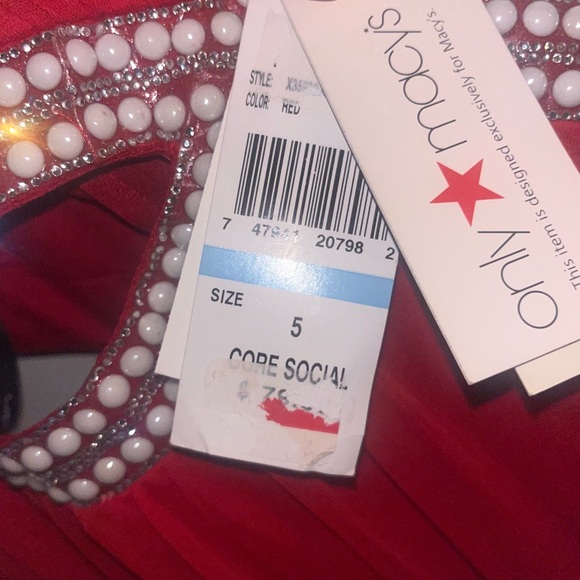 NWT Speechless Red Halter Fit & Flare Dress, Embellished Pearl Detail & Cutouts - Picture 5 of 5